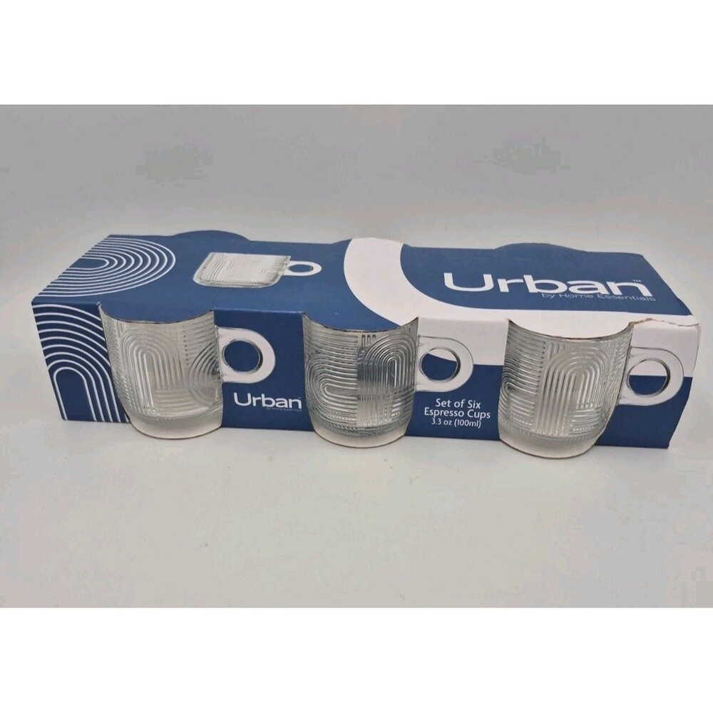 Urban Espresso Cups 3.3 Oz Set Of 6 NEW In Box Home Essentials Nice